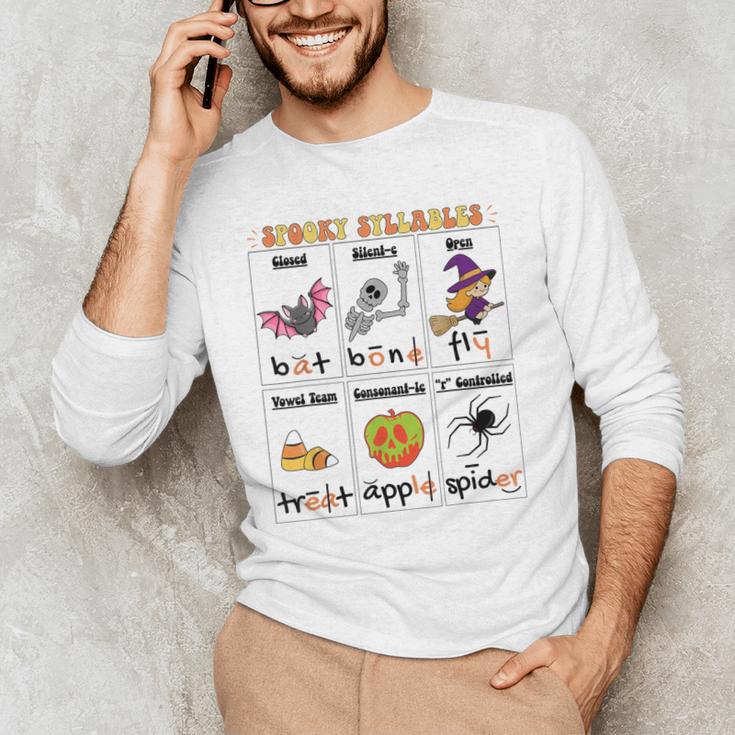 Halloween Reading Spooky Syllables Teacher Vintage Men's Long Sleeve T-Shirt, novelty gifts, funny gifts Halloween Reading Spooky Syllables Teacher Vintage Men's Long Sleeve T-Shirt, novelty gifts, funny gifts