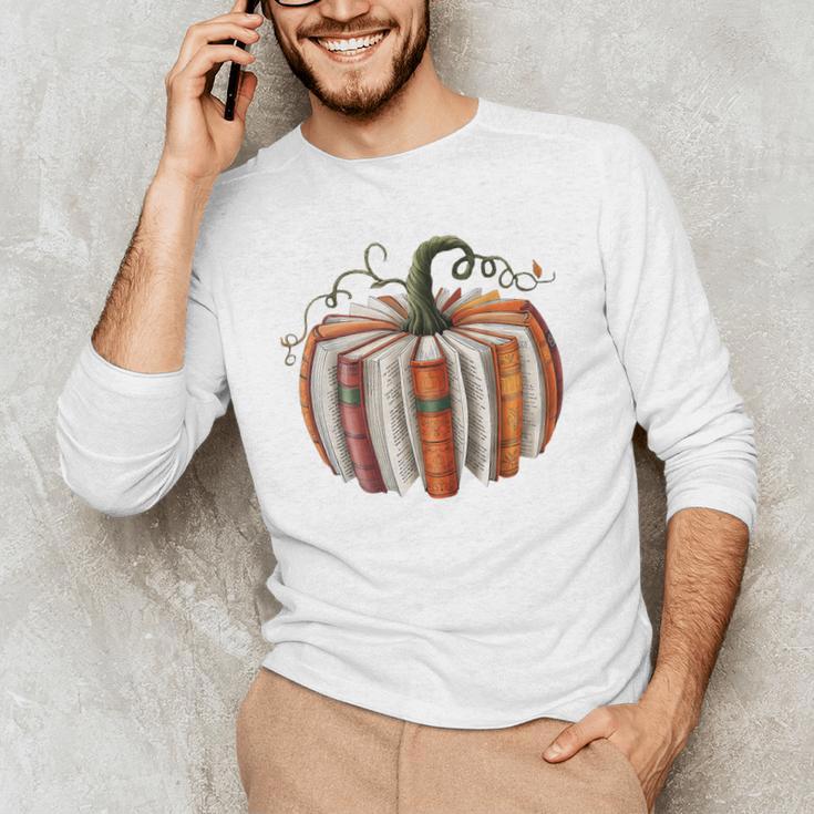 Halloween Teacher Librarians Fall Book Pumpkin Retro Reading Men's Long Sleeve T-Shirt, novelty gifts, funny gifts Halloween Teacher Librarians Fall Book Pumpkin Retro Reading Men's Long Sleeve T-Shirt, novelty gifts, funny gifts