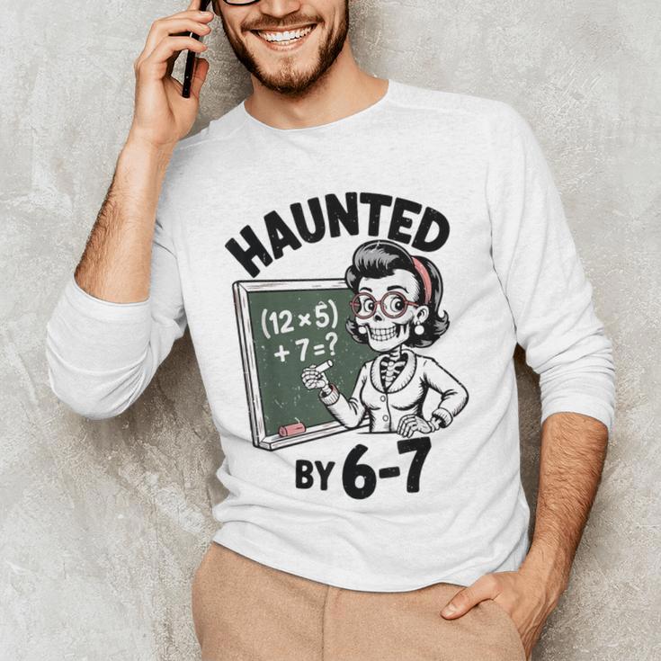 Haunted 67 Skeleton Math Teacher Halloween Costume Math Pun Men's Long Sleeve T-Shirt, novelty gifts, funny gifts Haunted 67 Skeleton Math Teacher Halloween Costume Math Pun Men's Long Sleeve T-Shirt, novelty gifts, funny gifts