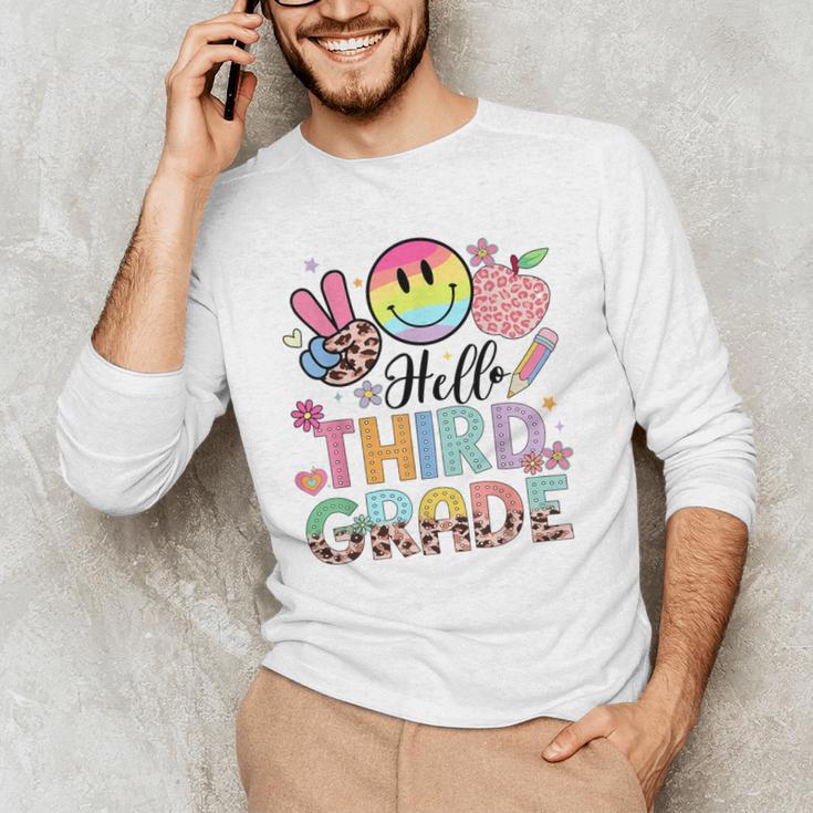 Hello 3rd Grade Boy Girl Teacher Back To School 3rd Grade Men's Long Sleeve T-Shirt, novelty gifts, funny gifts