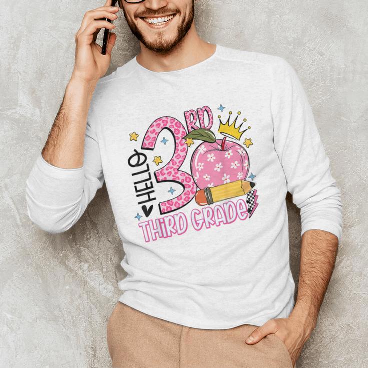 Hello 3rd Third Grade Back To School Pink Leopard Teacher Men's Long Sleeve T-Shirt, novelty gifts, funny gifts Hello 3rd Third Grade Back To School Pink Leopard Teacher Men's Long Sleeve T-Shirt, novelty gifts, funny gifts