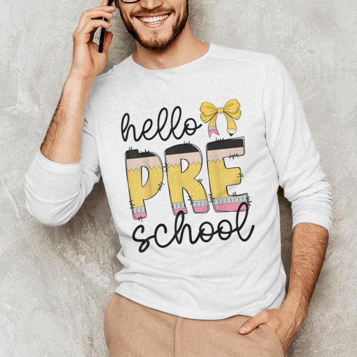 Hello Pre-K Preschool Back To School First Day Teacher Kids Men's Long Sleeve T-Shirt, novelty gifts, funny gifts