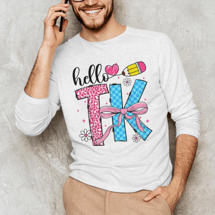 Hello TK Transitional Kindergarten Back To School Teacher Men's Long Sleeve T-Shirt, novelty gifts, funny gifts Hello TK Transitional Kindergarten Back To School Teacher Men's Long Sleeve T-Shirt, novelty gifts, funny gifts