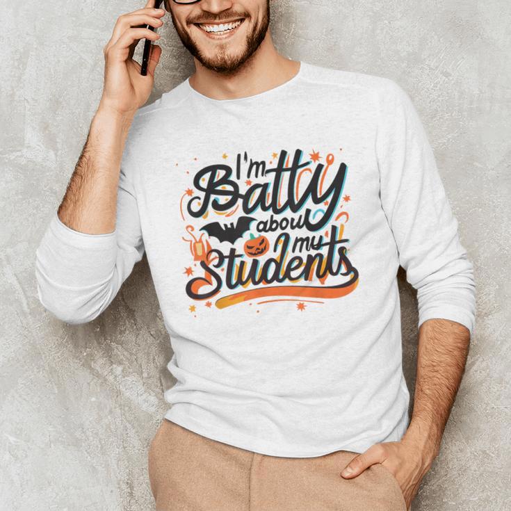 I'm Batty About My Students Watercolor Bat Teacher Halloween Men's Long Sleeve T-Shirt, novelty gifts, funny gifts I'm Batty About My Students Watercolor Bat Teacher Halloween Men's Long Sleeve T-Shirt, novelty gifts, funny gifts