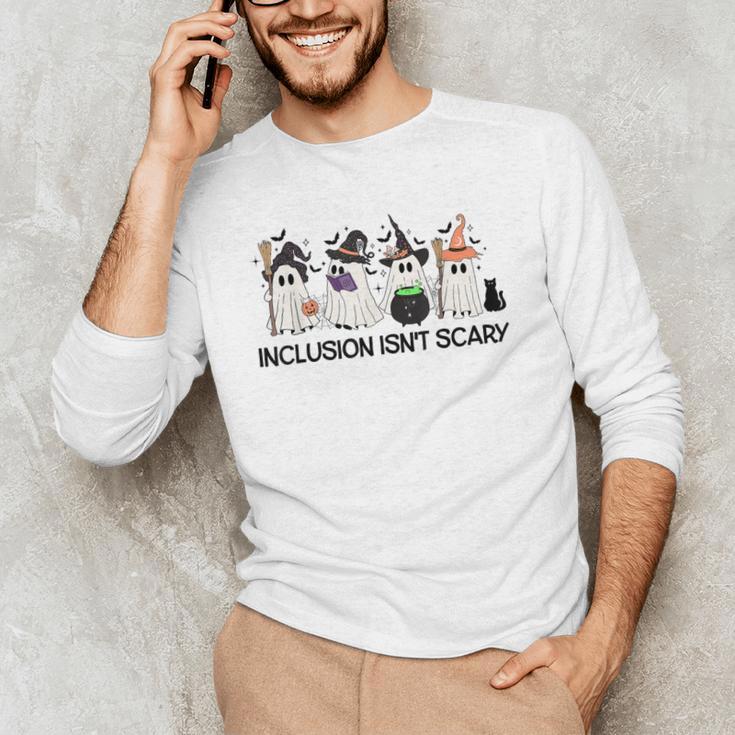 Inclusion Isn't Scary Boo Ghost Halloween Sped Teacher Men's Long Sleeve T-Shirt, novelty gifts, funny gifts Inclusion Isn't Scary Boo Ghost Halloween Sped Teacher Men's Long Sleeve T-Shirt, novelty gifts, funny gifts