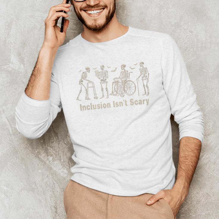 Inclusion Isn't Scary Skeleton Halloween Sped Teacher Premium Tri-Blend Men's Long Sleeve T-Shirt, novelty gifts, funny gifts