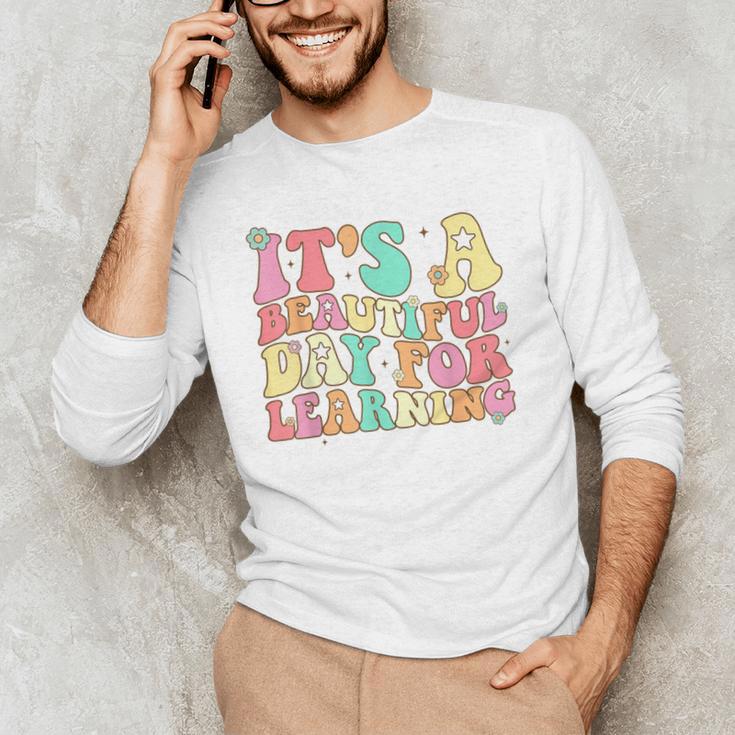 It's Beautiful Day For Learning Retro Teacher Students Women Men's Long Sleeve T-Shirt, novelty gifts, funny gifts