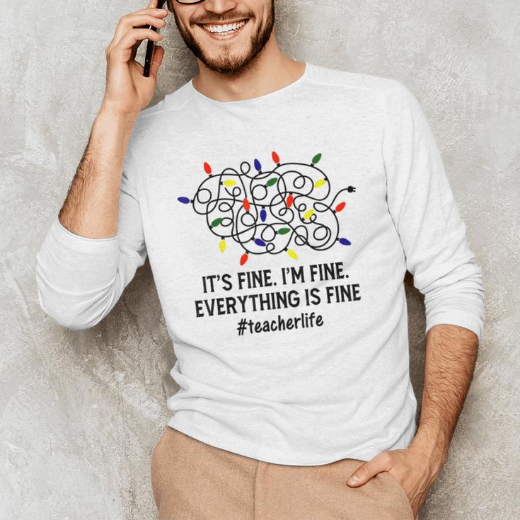 It's Fine I'm Fine Christmas Lights Teacher Xmas Men's Long Sleeve T-Shirt, novelty gifts, funny gifts It's Fine I'm Fine Christmas Lights Teacher Xmas Men's Long Sleeve T-Shirt, novelty gifts, funny gifts