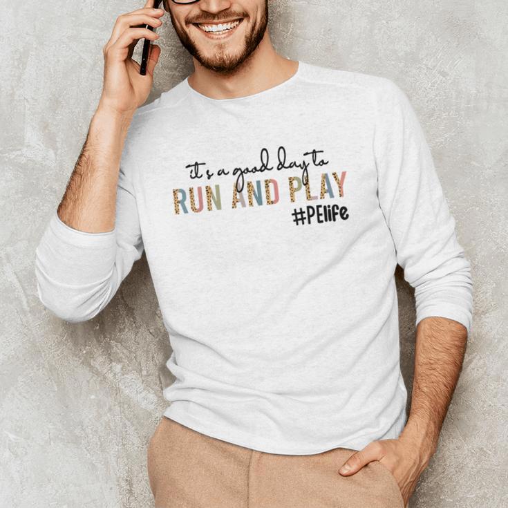 It's a Good Day To Run And Play Leopard PE Teacher Life Men's Long Sleeve T-Shirt, novelty gifts, funny gifts It's a Good Day To Run And Play Leopard PE Teacher Life Men's Long Sleeve T-Shirt, novelty gifts, funny gifts
