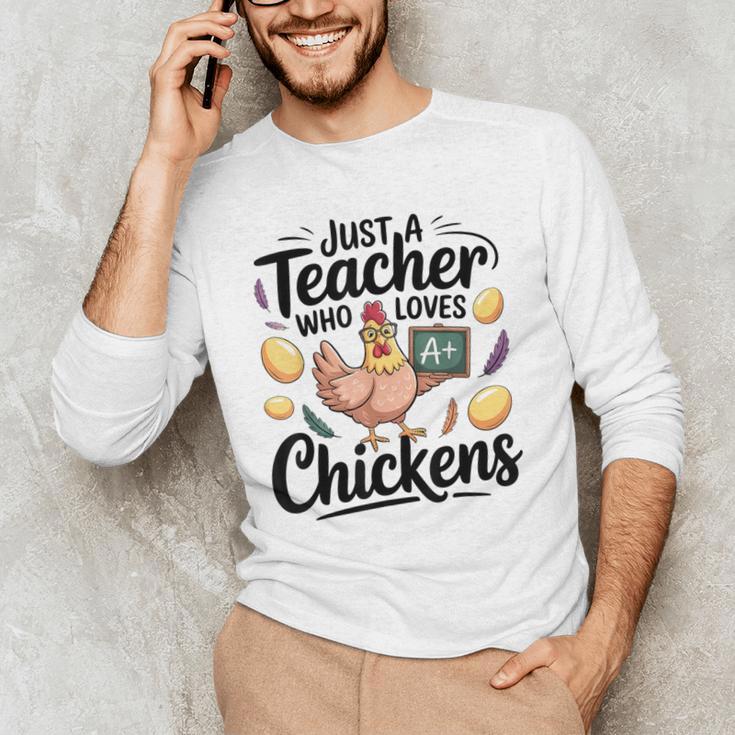 Just a Teacher Who Loves Chickens Chicken Farm Animal Lover Men's Long Sleeve T-Shirt, novelty gifts, funny gifts Just a Teacher Who Loves Chickens Chicken Farm Animal Lover Men's Long Sleeve T-Shirt, novelty gifts, funny gifts