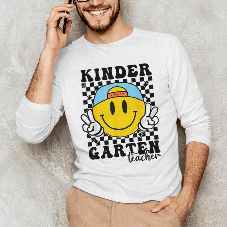 Kindergarten Teacher Hippie Smile Face Back School Men's Long Sleeve T-Shirt, novelty gifts, funny gifts Kindergarten Teacher Hippie Smile Face Back School Men's Long Sleeve T-Shirt, novelty gifts, funny gifts