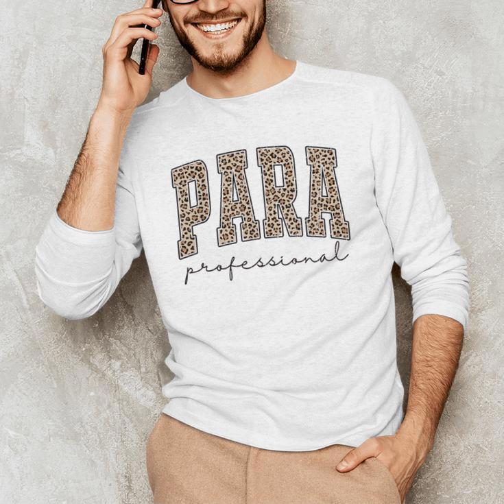 Leopard Paraprofessional Back To School Para Squad Teacher Men's Long Sleeve T-Shirt, novelty gifts, funny gifts Leopard Paraprofessional Back To School Para Squad Teacher Men's Long Sleeve T-Shirt, novelty gifts, funny gifts