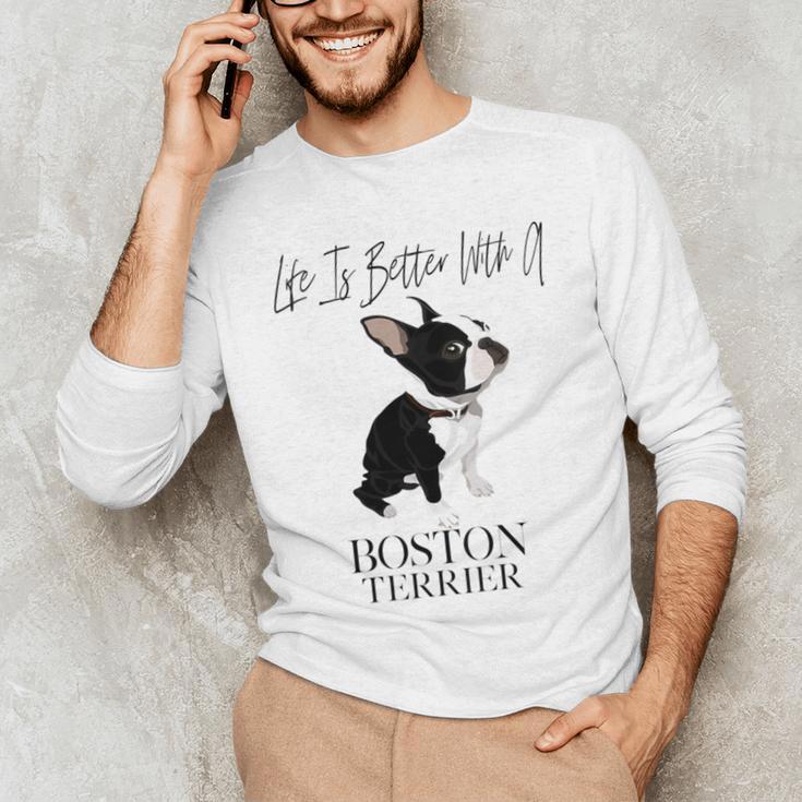 Life Is Better With A Boston Terrier Dog For Lover Men's Long Sleeve T-Shirt, novelty gifts, funny gifts