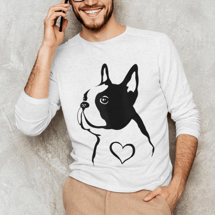 I Love My Boston Terrier Dog With Heart Men's Long Sleeve T-Shirt, novelty gifts, funny gifts