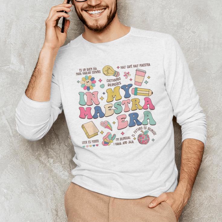 In My Maestra Era Spanish Bilingual Teacher First Day Men's Long Sleeve T-Shirt, novelty gifts, funny gifts In My Maestra Era Spanish Bilingual Teacher First Day Men's Long Sleeve T-Shirt, novelty gifts, funny gifts