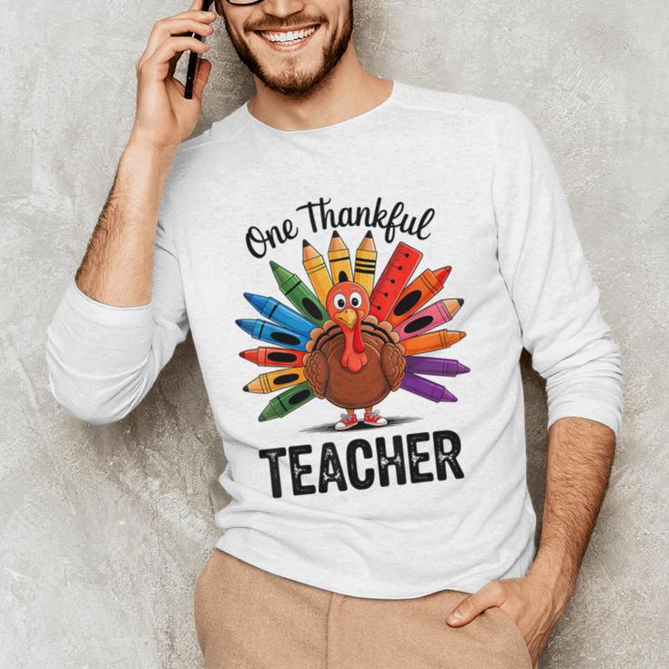 One Thankful Teacher Thanksgiving TurkeyCute Pencil Men's Long Sleeve T-Shirt, novelty gifts, funny gifts