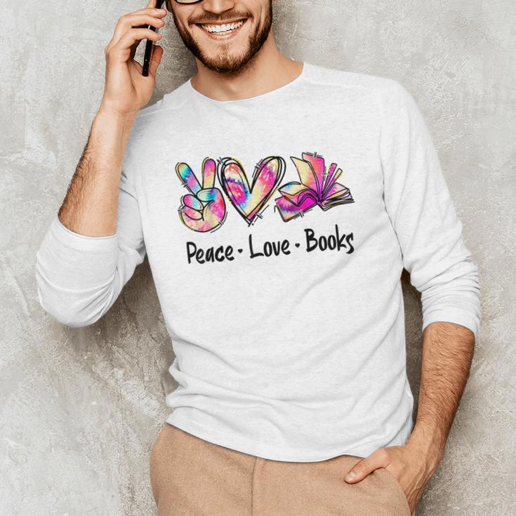 Peace Love Books Librarian Teacher Life Book Library Tie Dye Men's Long Sleeve T-Shirt, novelty gifts, funny gifts Peace Love Books Librarian Teacher Life Book Library Tie Dye Men's Long Sleeve T-Shirt, novelty gifts, funny gifts