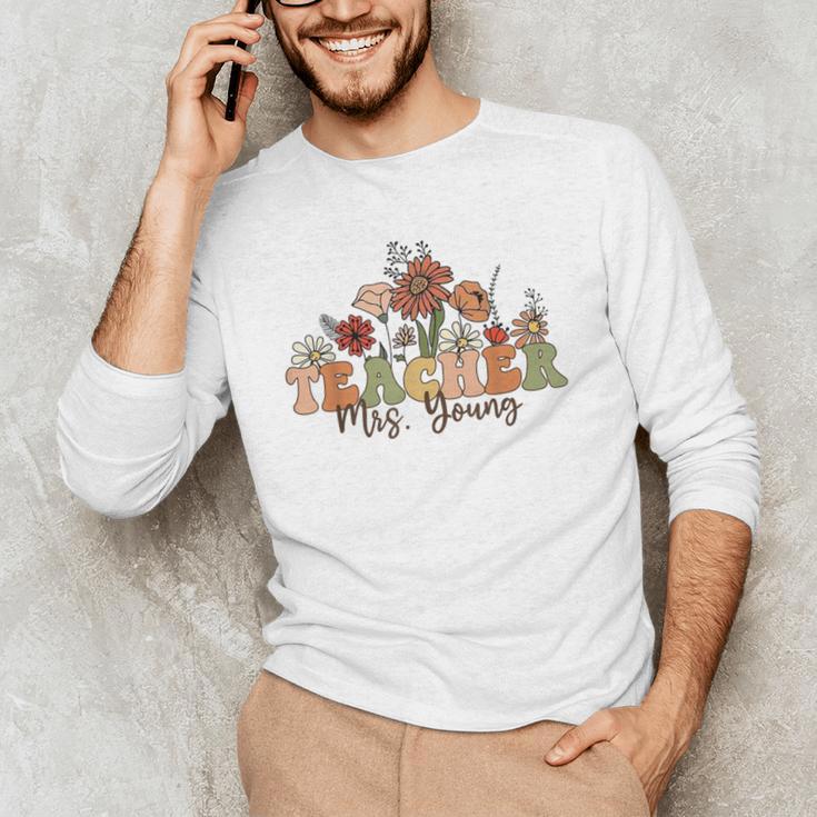 Personalized Name Teacher Mrs Young Back To School Custom Men's Long Sleeve T-Shirt, novelty gifts, funny gifts