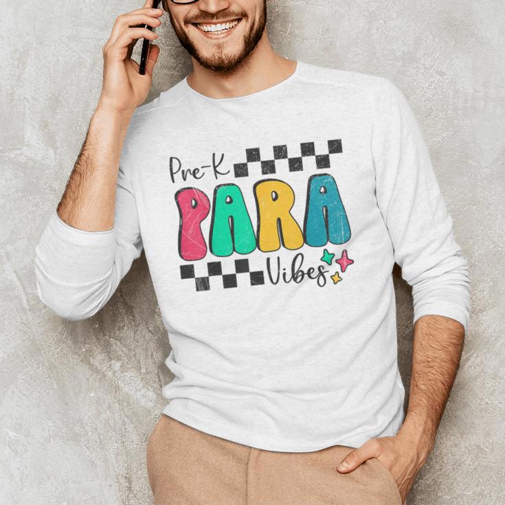 Pre-K Paraprofessional Teacher Back To School Vibes Men's Long Sleeve T-Shirt, novelty gifts, funny gifts