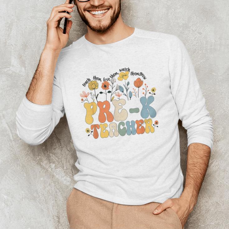 Pre-k Teacher Appreciation Teaching Wildflowers Men's Long Sleeve T-Shirt, novelty gifts, funny gifts
