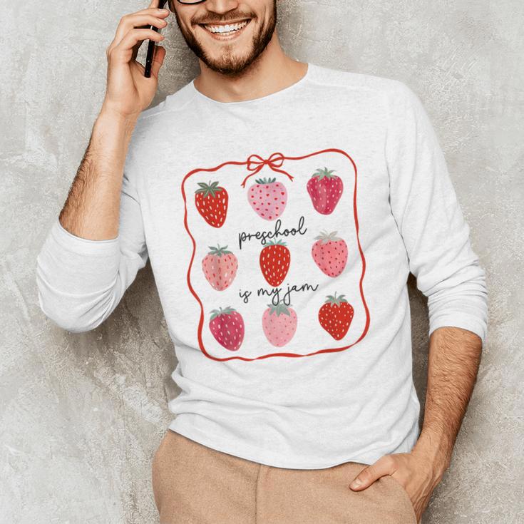 Preschool Is My Jam Strawberry Teacher First Day Of School Men's Long Sleeve T-Shirt, novelty gifts, funny gifts Preschool Is My Jam Strawberry Teacher First Day Of School Men's Long Sleeve T-Shirt, novelty gifts, funny gifts