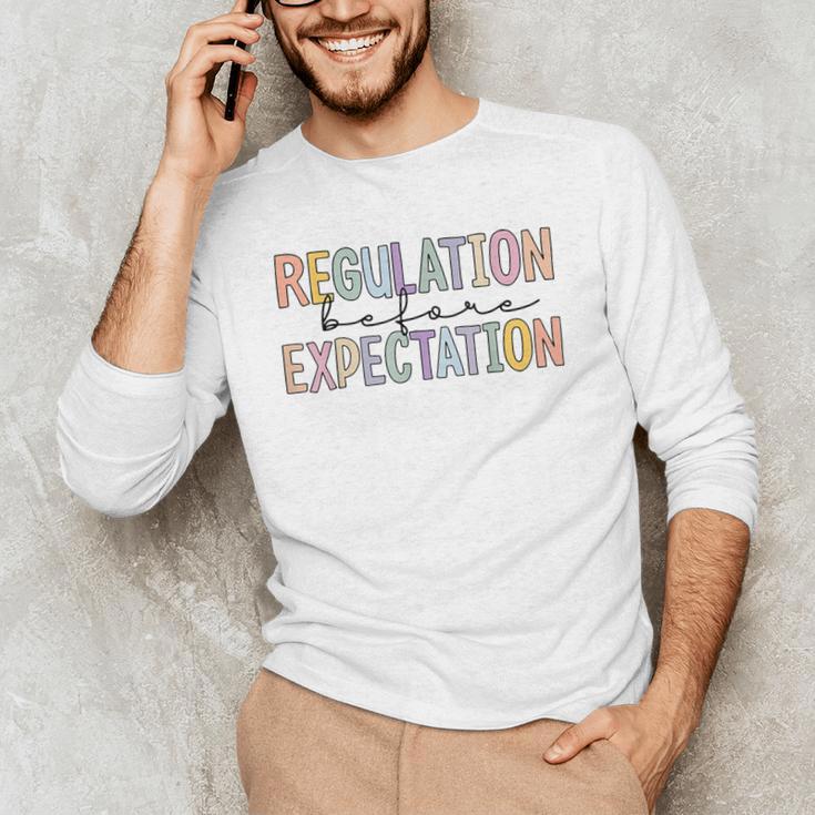 Regulation Before Expectation Occupational Therapy Teacher Men's Long Sleeve T-Shirt, novelty gifts, funny gifts Regulation Before Expectation Occupational Therapy Teacher Men's Long Sleeve T-Shirt, novelty gifts, funny gifts