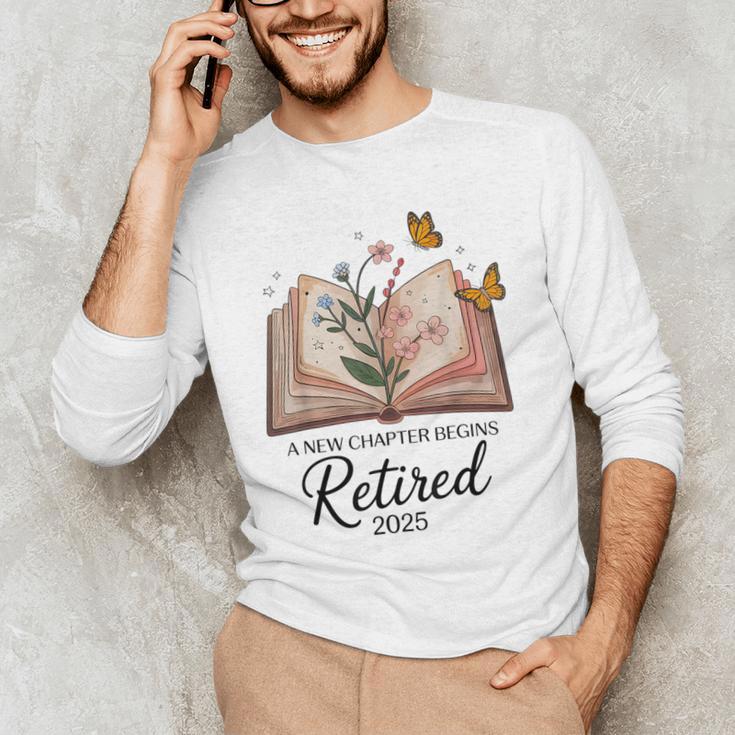 Retired 2025 A New Chapter Begins Retirement Teacher Book Men's Long Sleeve T-Shirt, novelty gifts, funny gifts Retired 2025 A New Chapter Begins Retirement Teacher Book Men's Long Sleeve T-Shirt, novelty gifts, funny gifts