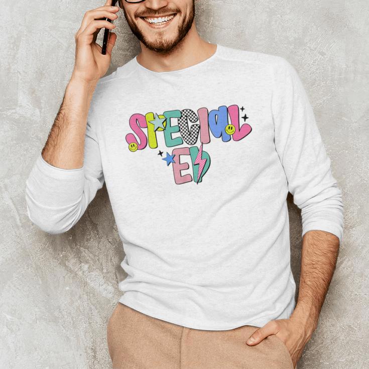 Retro Checkered Special Education Teacher Back To School Men's Long Sleeve T-Shirt, novelty gifts, funny gifts Retro Checkered Special Education Teacher Back To School Men's Long Sleeve T-Shirt, novelty gifts, funny gifts