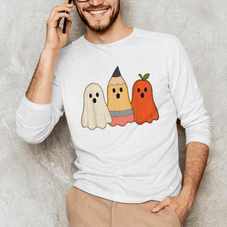 Retro Pencil Ghost Boo Spooky Teacher Halloween Costume Men's Long Sleeve T-Shirt, novelty gifts, funny gifts Retro Pencil Ghost Boo Spooky Teacher Halloween Costume Men's Long Sleeve T-Shirt, novelty gifts, funny gifts