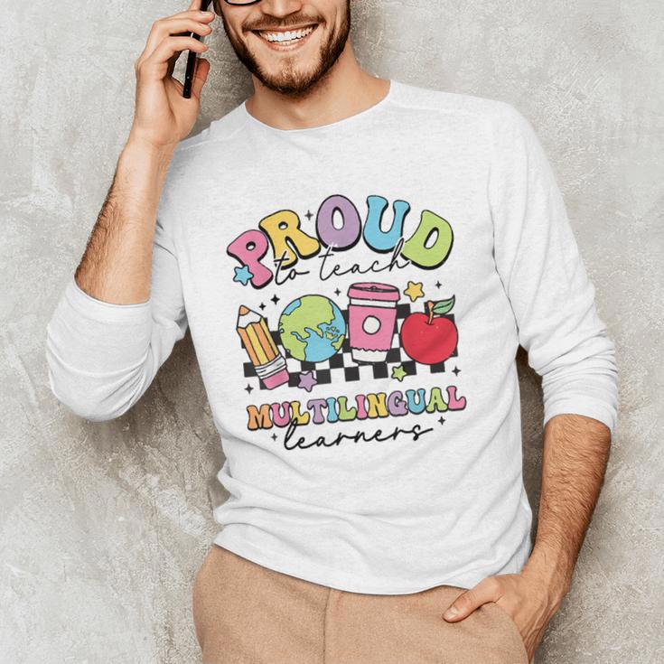 Retro Proud To Teach Multilingual Learners English Teacher Men's Long Sleeve T-Shirt, novelty gifts, funny gifts Retro Proud To Teach Multilingual Learners English Teacher Men's Long Sleeve T-Shirt, novelty gifts, funny gifts