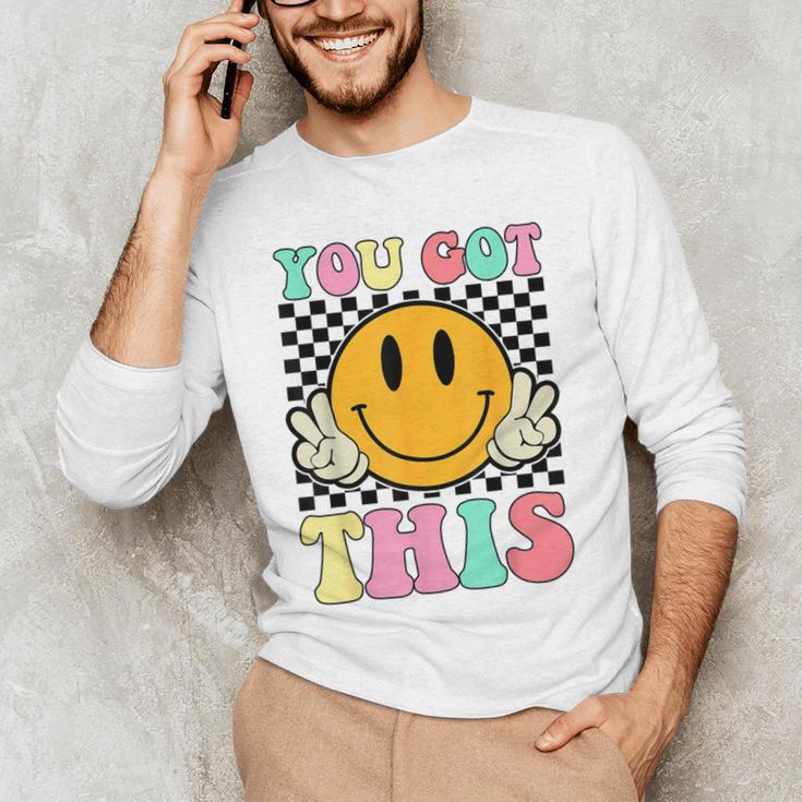 You Got This Retro Smile Motivational Testing Day Teacher Men's Long Sleeve T-Shirt, novelty gifts, funny gifts