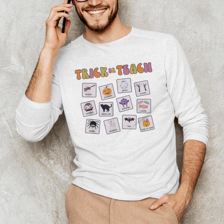 Retro Trick Or Treat Halloween Special Education Teacher Men's Long Sleeve T-Shirt, novelty gifts, funny gifts Retro Trick Or Treat Halloween Special Education Teacher Men's Long Sleeve T-Shirt, novelty gifts, funny gifts