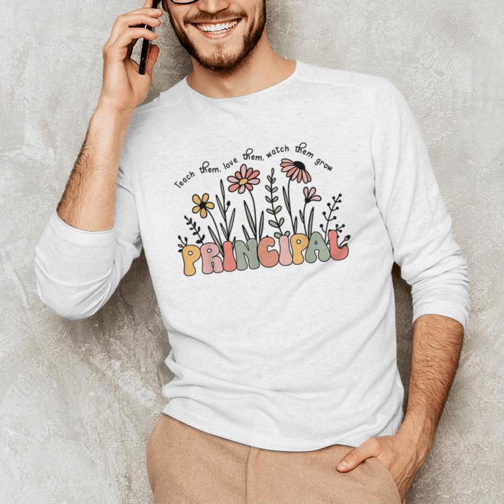 Retro Vintage Floral Principal Shirt For Women Teachers Day Men's Long Sleeve T-Shirt, novelty gifts, funny gifts