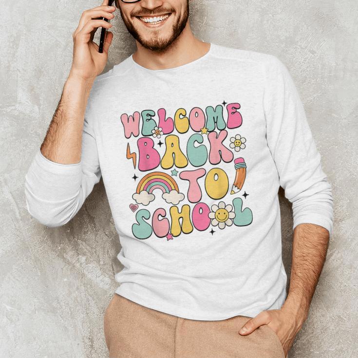 Retro Welcome Back To School Teacher Appreciation Boys Girls Men's Long Sleeve T-Shirt, novelty gifts, funny gifts Retro Welcome Back To School Teacher Appreciation Boys Girls Men's Long Sleeve T-Shirt, novelty gifts, funny gifts