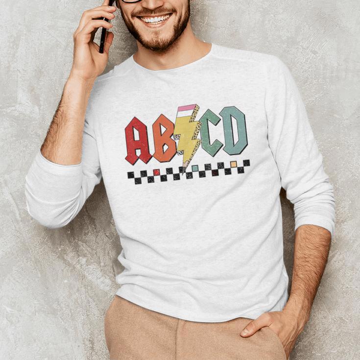 Rock Abcd Back To School Abcd Preschool Teacher Appreciation Men's Long Sleeve T-Shirt, novelty gifts, funny gifts Rock Abcd Back To School Abcd Preschool Teacher Appreciation Men's Long Sleeve T-Shirt, novelty gifts, funny gifts