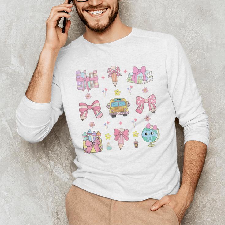 School Pencils And Bows Teacher Bow Coquette Pencil Girls Men's Long Sleeve T-Shirt, novelty gifts, funny gifts School Pencils And Bows Teacher Bow Coquette Pencil Girls Men's Long Sleeve T-Shirt, novelty gifts, funny gifts
