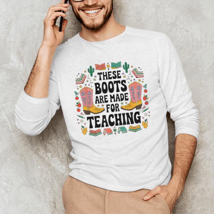 These Boots Are Made Teaching Western Cowboy Teacher Men's Long Sleeve T-Shirt, novelty gifts, funny gifts These Boots Are Made Teaching Western Cowboy Teacher Men's Long Sleeve T-Shirt, novelty gifts, funny gifts