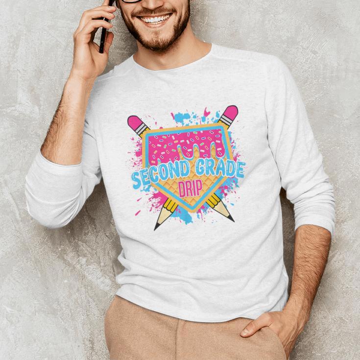 Second Grade Drip Ice Cream Home Plate Baseball Teachers Kid Men's Long Sleeve T-Shirt, novelty gifts, funny gifts