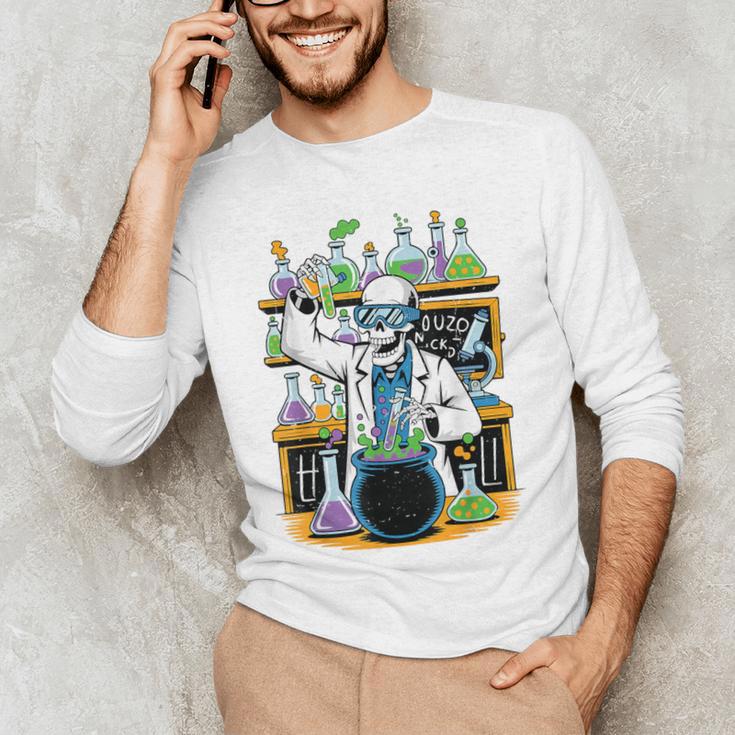 Skeleton Mad Scientist Halloween Costume Science Teacher Men's Long Sleeve T-Shirt, novelty gifts, funny gifts Skeleton Mad Scientist Halloween Costume Science Teacher Men's Long Sleeve T-Shirt, novelty gifts, funny gifts