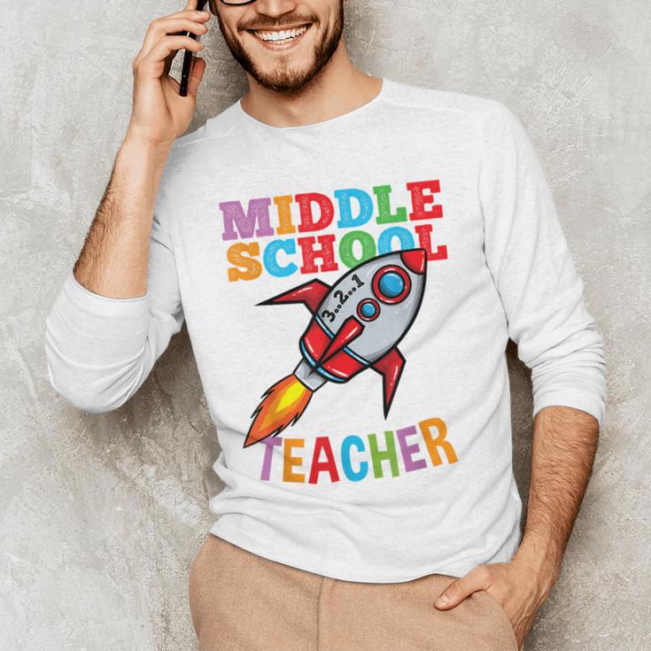 Space Middle School Teacher Back To School Men Women Kids Men's Long Sleeve T-Shirt, novelty gifts, funny gifts