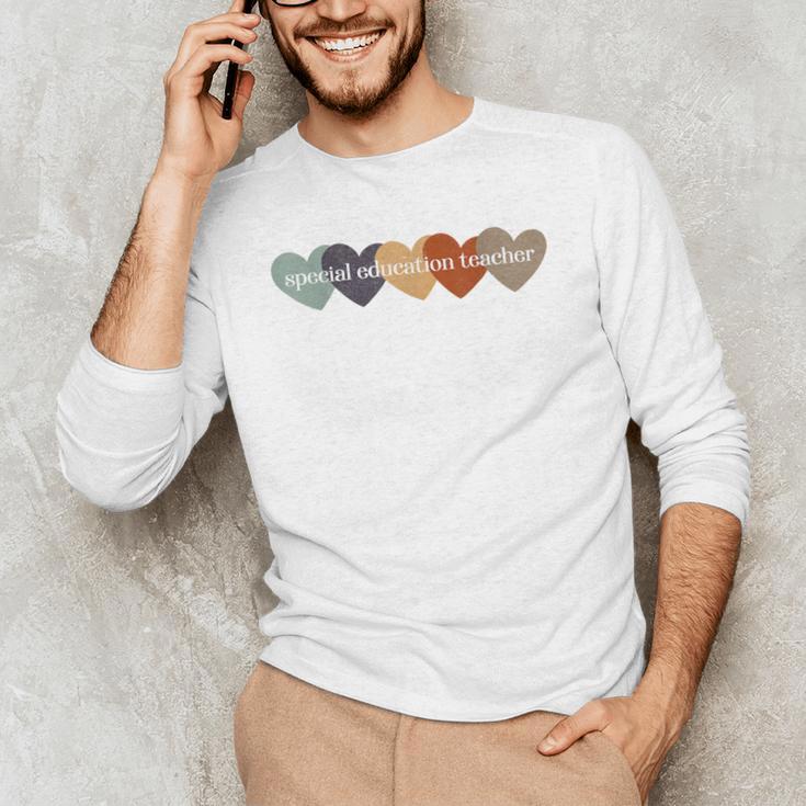 Special Education Teacher Heart Back To School Teach Rainbow Men Women Girls Kids Men's Long Sleeve T-Shirt, novelty gifts, funny gifts