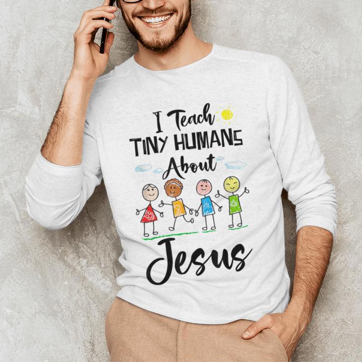 I Teach Tiny Humans About Jesus Sunday School Teacher Men's Long Sleeve T-Shirt, novelty gifts, funny gifts I Teach Tiny Humans About Jesus Sunday School Teacher Men's Long Sleeve T-Shirt, novelty gifts, funny gifts