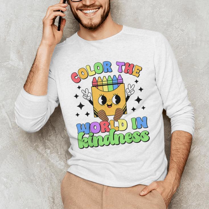 Teacher Back To School Color In Kindness Crayon Pencil Men's Long Sleeve T-Shirt, novelty gifts, funny gifts