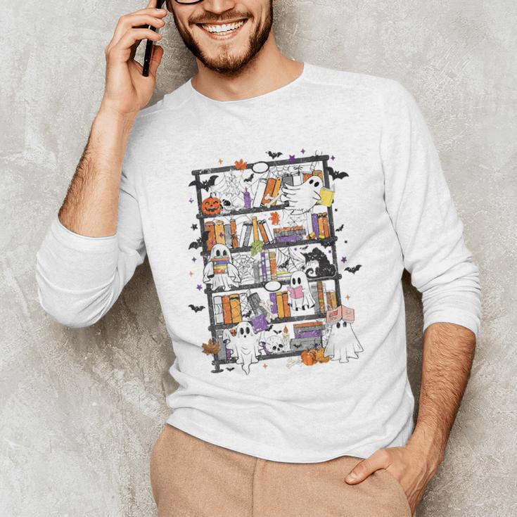 Teacher Library Ghost Reading Book Halloween Cat Men's Long Sleeve T-Shirt, novelty gifts, funny gifts Teacher Library Ghost Reading Book Halloween Cat Men's Long Sleeve T-Shirt, novelty gifts, funny gifts