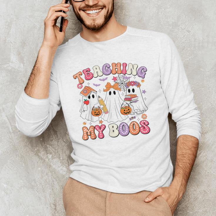 Teaching My Boos Cute Spooky Ghost Teacher Halloween Women Men's Long Sleeve T-Shirt, novelty gifts, funny gifts