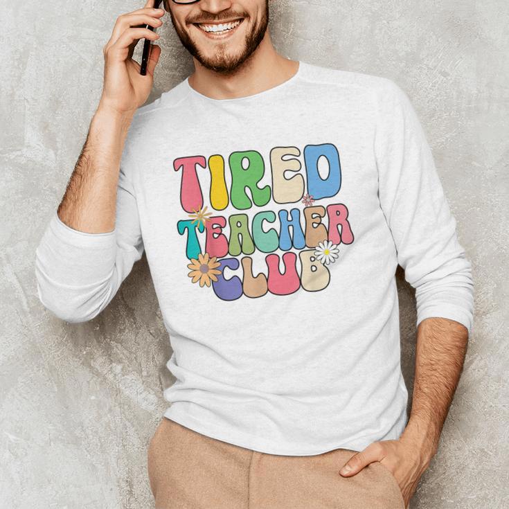 Tired Teachers Club Groovy Teachers Back To School Men's Long Sleeve T-Shirt, novelty gifts, funny gifts Tired Teachers Club Groovy Teachers Back To School Men's Long Sleeve T-Shirt, novelty gifts, funny gifts