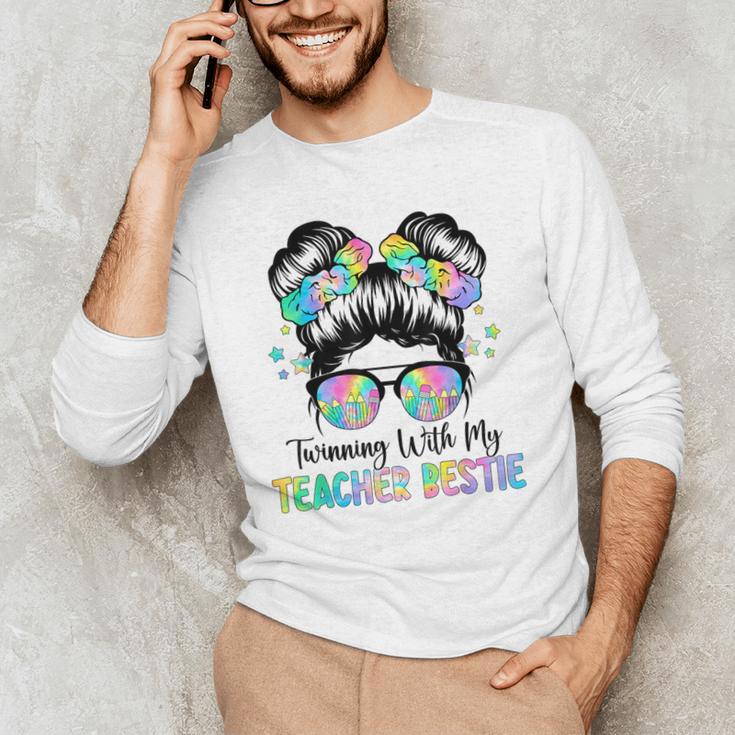 Twin Day Friends Teacher Twinning With My Bestie Men's Long Sleeve T-Shirt, novelty gifts, funny gifts