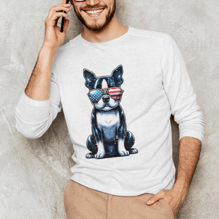 USA Flag Boston Terrier Best Dog Mom Ever 2025 Men's Long Sleeve T-Shirt, novelty gifts, funny gifts