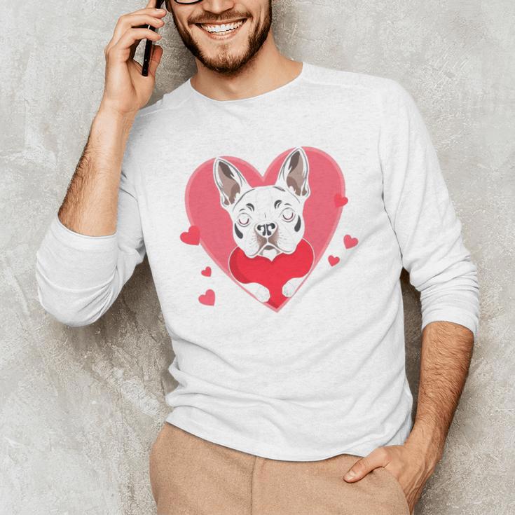 Valentine's Day Boston Terrier Heart Men's Long Sleeve T-Shirt, novelty gifts, funny gifts