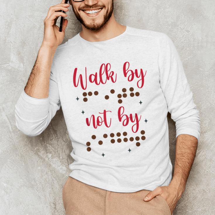 Visually Impaired Teacher Braille Bible Verse Walk By Faith Men's Long Sleeve T-Shirt, novelty gifts, funny gifts Visually Impaired Teacher Braille Bible Verse Walk By Faith Men's Long Sleeve T-Shirt, novelty gifts, funny gifts
